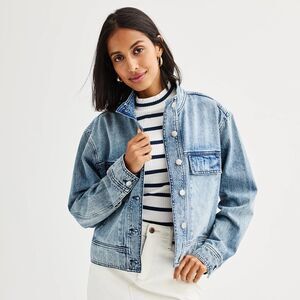 Sonoma Goods For Life Denim Jacket Size XL Utility Light Wash Women's NWT